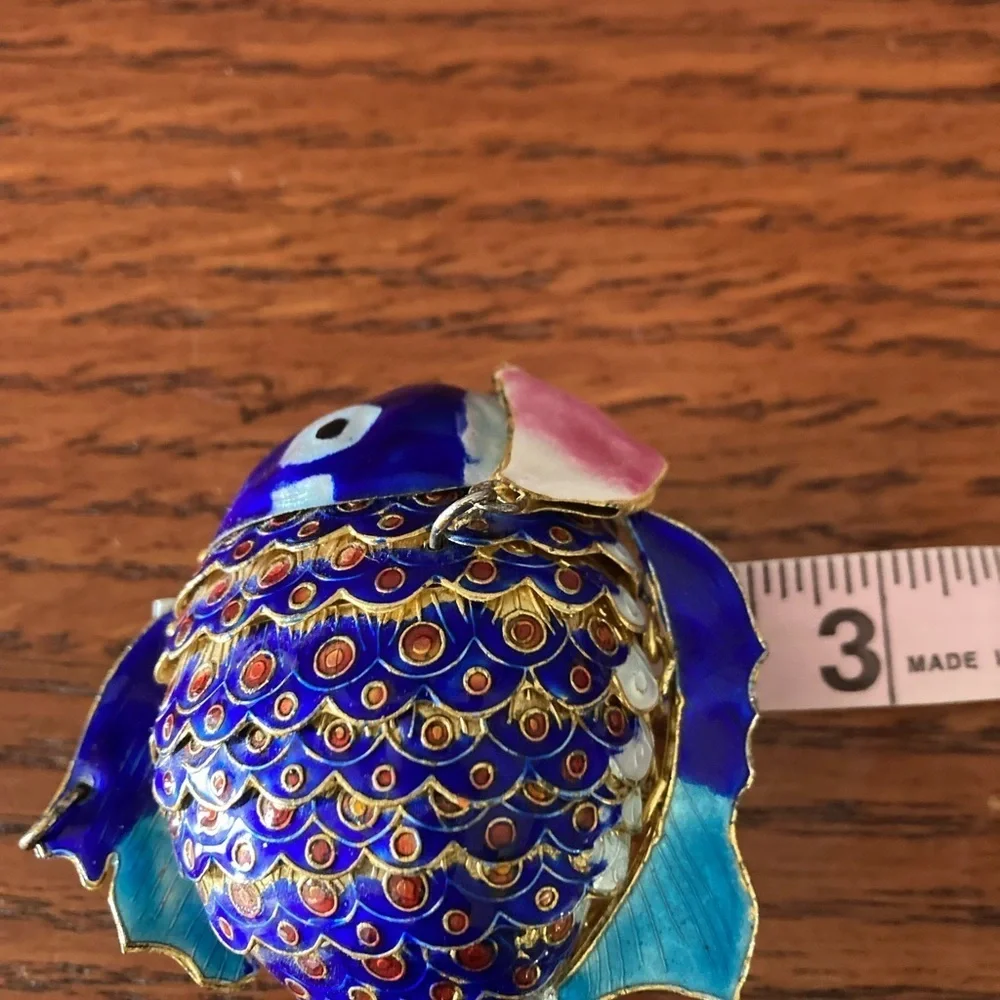 Articulated Cloisonne 2 Fish Vintage Christmas Ornaments